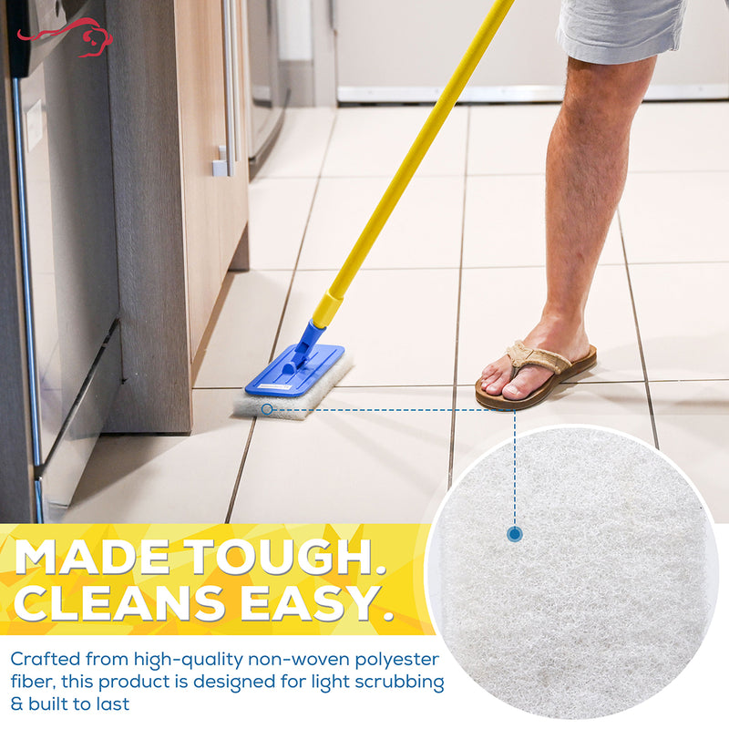 Bison Life Light Duty Non-Scratch Scrub Pads, Non-Abrasive Household Cleaning, White