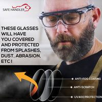 Bison Life Duarte Anti-Fog Safety Glasses Over Eyeglasses, Adjustable Temple, ANSI Z87.1