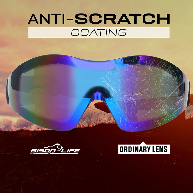 Bison Life Mirage Safety Goggles with Black Adjustable Headband & UV Protection ,ANSI Z87.1