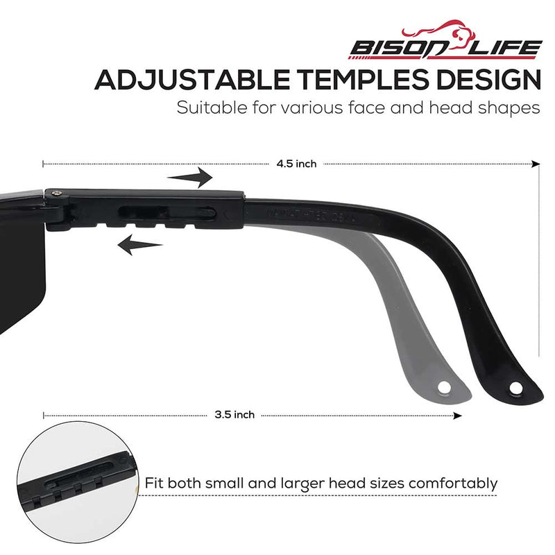 Boxer Black Temples Safety Glasses, Anti Scratch- Fog Lens, Adjustable Temple