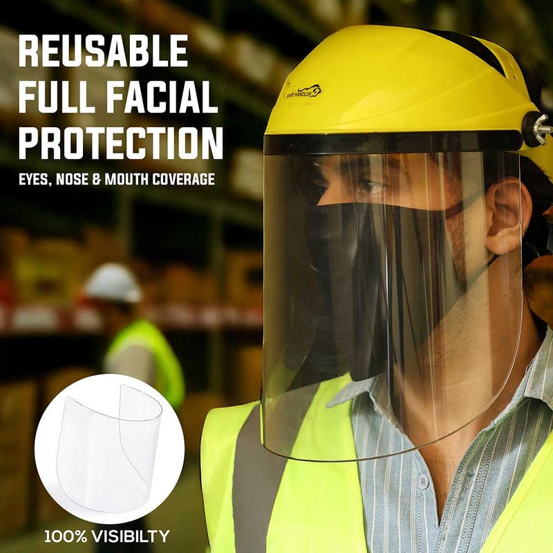 Hard Visor Reusable Face Shield, Single Crown Headgear