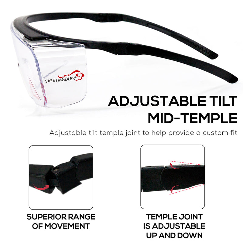 Bison Life Duarte Anti-Fog Safety Glasses Over Eyeglasses, Adjustable Temple, ANSI Z87.1