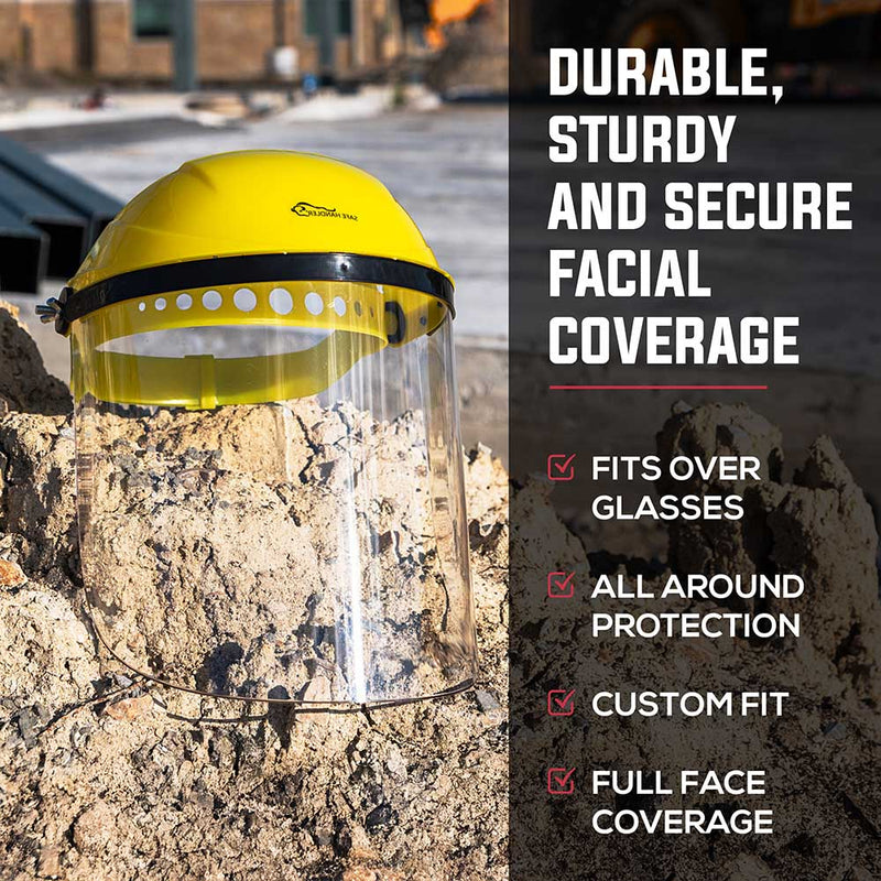 Hard Visor Reusable Face Shield, Single Crown Headgear
