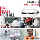 Bison Life 3-Pack Clear Anti-Fog Safety Goggles, ANSI Z87.1, Adjustable Strap, Over Glasses Protection