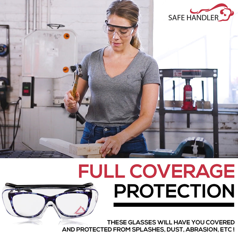 Bison Life Duarte Anti-Fog Safety Glasses Over Eyeglasses, Adjustable Temple, ANSI Z87.1