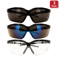 Bison Life HylinePro Black Temple Anti‑Fog Wraparound Safety Glasses, UV Protection