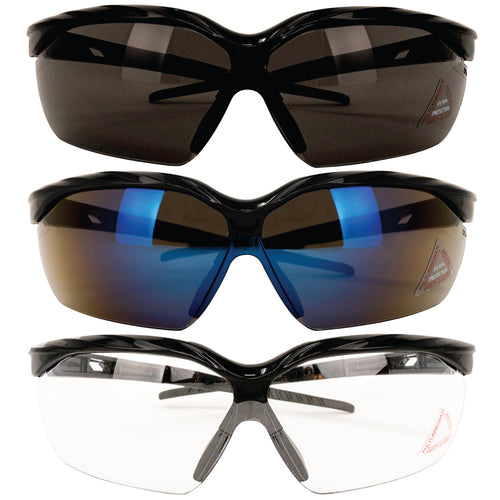Bison Life HylinePro Black Temple Anti‑Fog Wraparound Safety Glasses, UV Protection