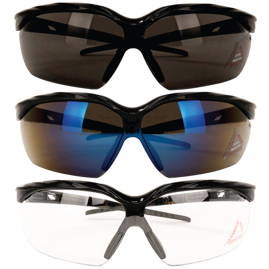 Bison Life HylinePro Black Temple Anti‑Fog Wraparound Safety Glasses, UV Protection