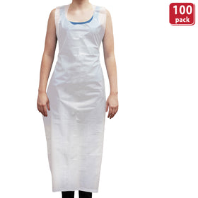 Bison Life Disposable Lightweight Poly Aprons – 28x46 White Waterproof