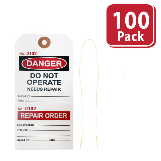 Lock Out Danger Tags with Ties – Do Not Operate, Needs Repair Safety Tags