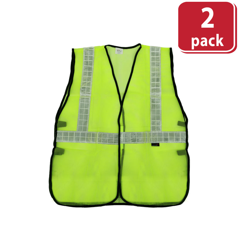 Bison Life Lattice Reflective Safety Vests, Fluorescent, Hook & Loop Closure, Yellow