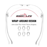 Bison Life Kristal Clear Lens Clear Temple Wraparound  Safety Glasses, ANSI Z87.1 Certified