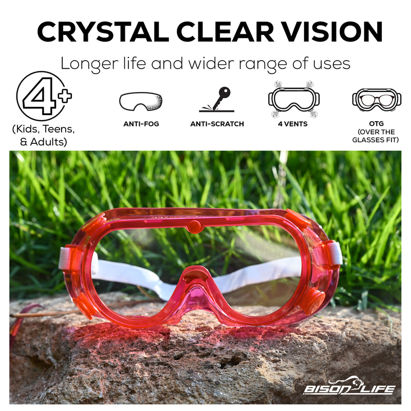 where can i buy safety goggles BISON LIFE Spectra Kids Safety Goggles, Red, Green & Blue Colors