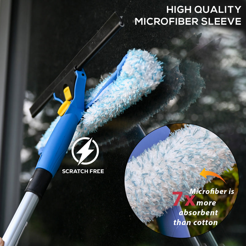 14” Professional Window Washing Squeegee: Dual Function Scrubber and Squeegee for Glass Shower, Bathroom, Car, and Home Windows