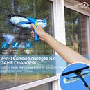 14” Professional Window Washing Squeegee: Dual Function Scrubber and Squeegee for Glass Shower, Bathroom, Car, and Home Windows