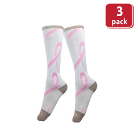 Bison Life Ribbon Compression Socks for Men & Women, Black/Pink Knee High Graduated Support