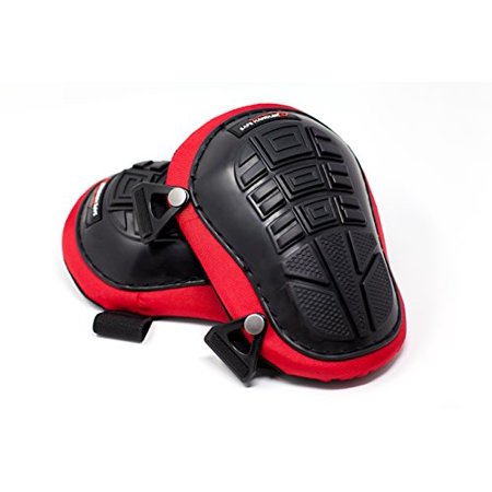 Black/Red Double Straps Gel Knee Pads With Heavy Duty Foam & Adjustable Fic-Clips - View 4