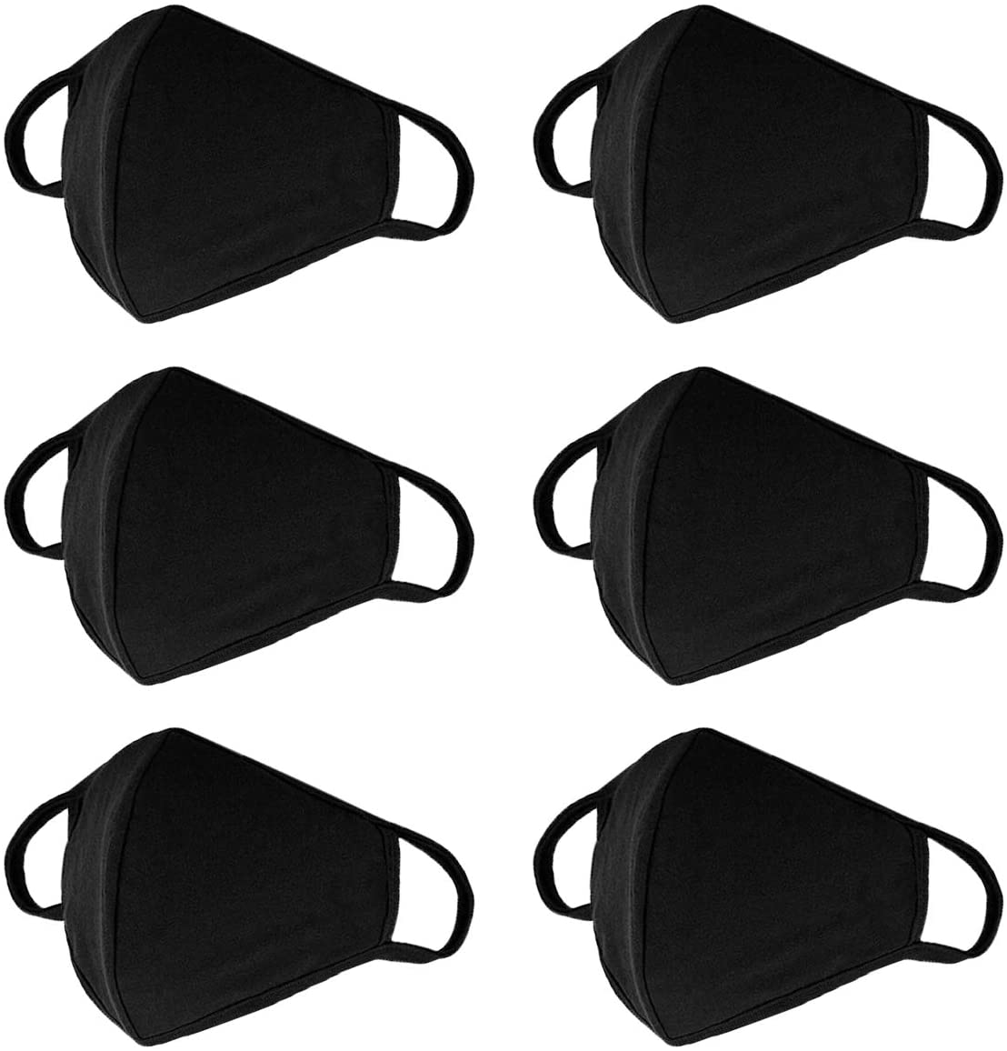 MF-02B noir masque facial coton 3 couches, (2pcs) avec élastiques réglables  oreille, lavable, non médical, unisexe