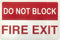 SAFE HANDLER Do Not Block Fire Exit Sign Red/White - View 1