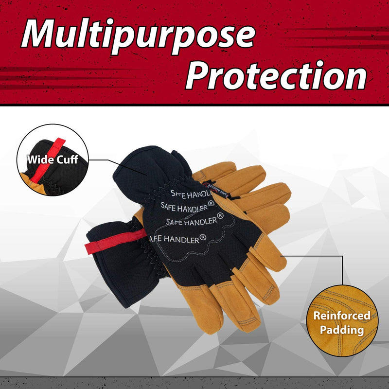 SAFE HANDLER Handyman Work Gloves Tan/Grey/Black Large/X-Large