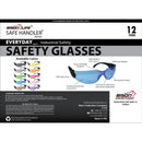 Crystal Color Lens Black Temple Safety Glasses, Impact Resistant Lens