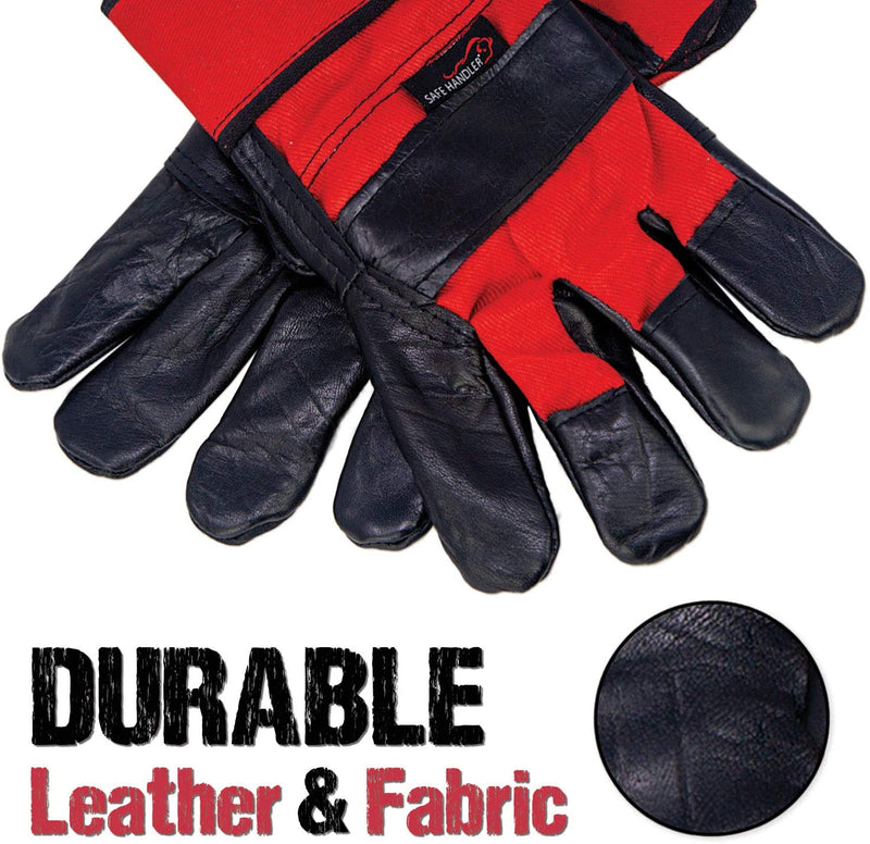 SAFE HANDLER Premium Work Leather Gloves With Extra Leather Knuckle Protection Red/Black - View 5
