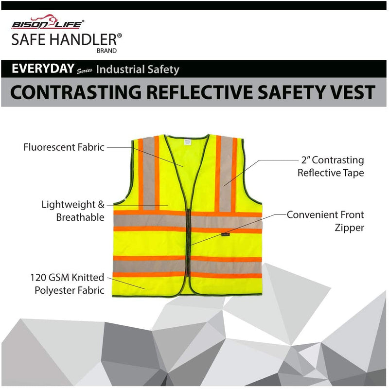 SAFE HANDLER Contrasting Reflective Safety Vest Yellow - View 2