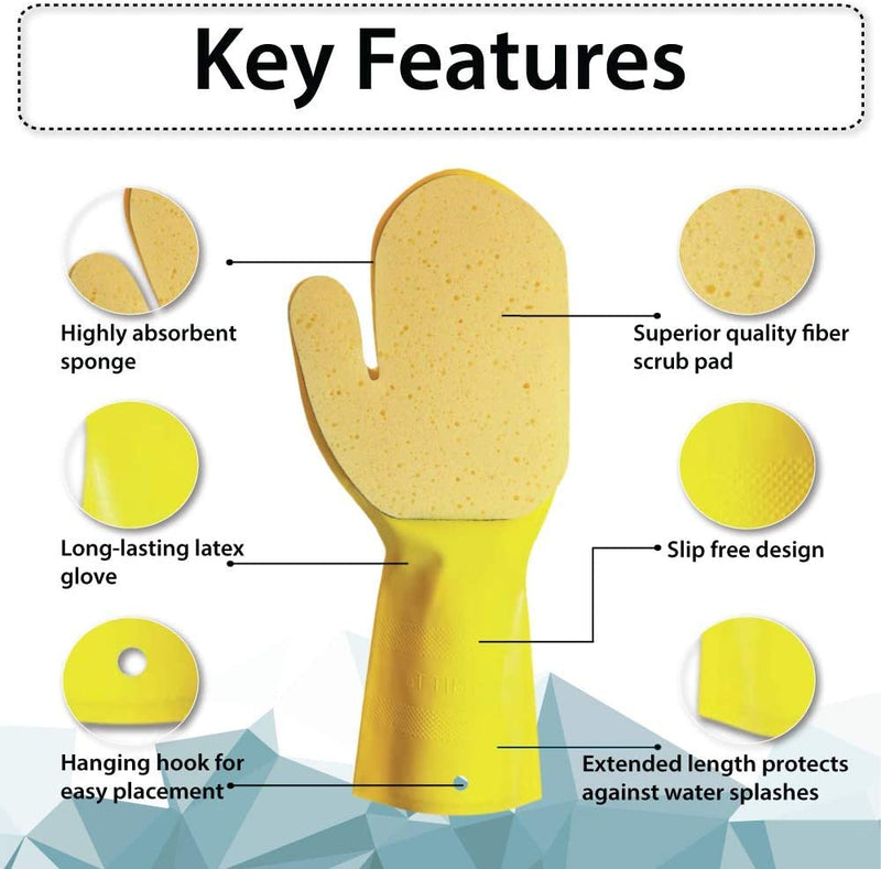 POPULAR LIFE Kleen Mitt Reticulated Mitt Set With Yellow Glove And Removable Sponge - View 3