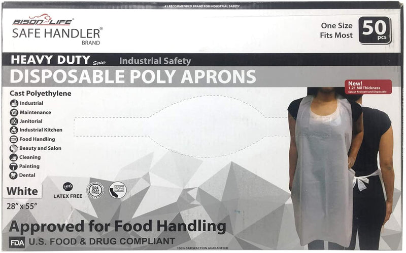 SAFE HANDLER Disposable Poly Aprons White - View 4