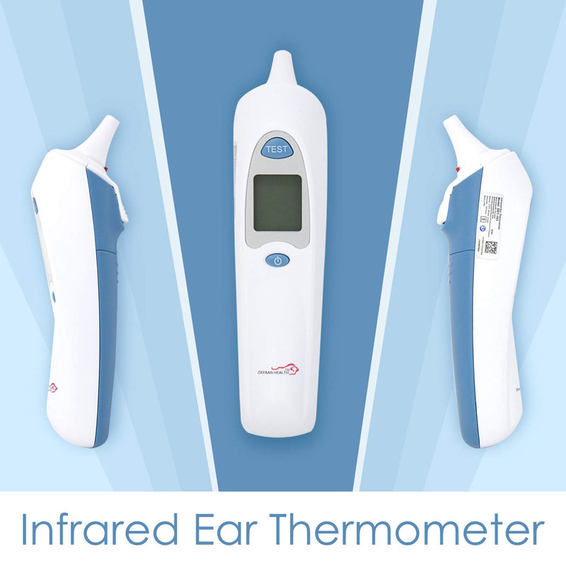ZAYAAN HEALTH Infrared Ear Thermometer White With Blue Buttons - View 6