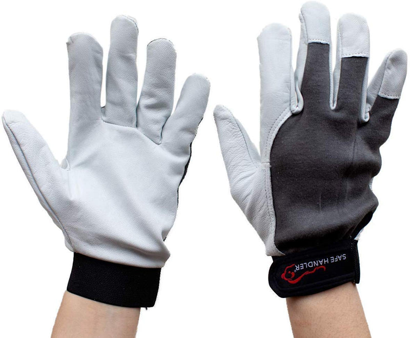 SAFE HANDLER Reinforced Gloves with Reinforced Double Palm Protection Black/White - View 8