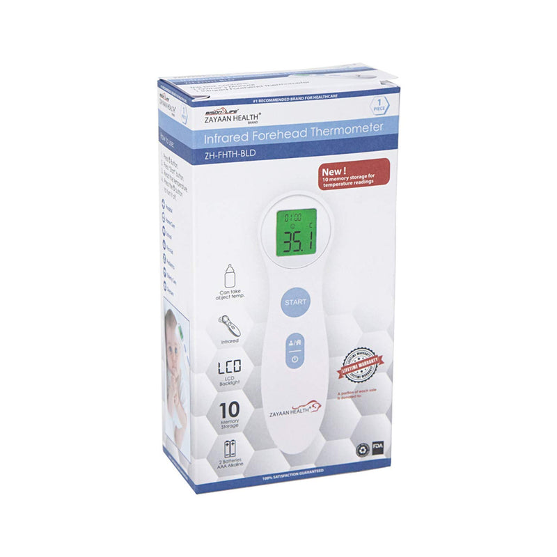 ZAYAAN HEALTH Infrared Forehead Thermometer White With Blue Buttons - View 8