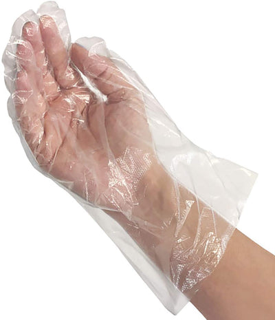 Disposable Food Handling Long Cuff Poly Gloves, Pack of 50 Gloves, Case of 200 Packs