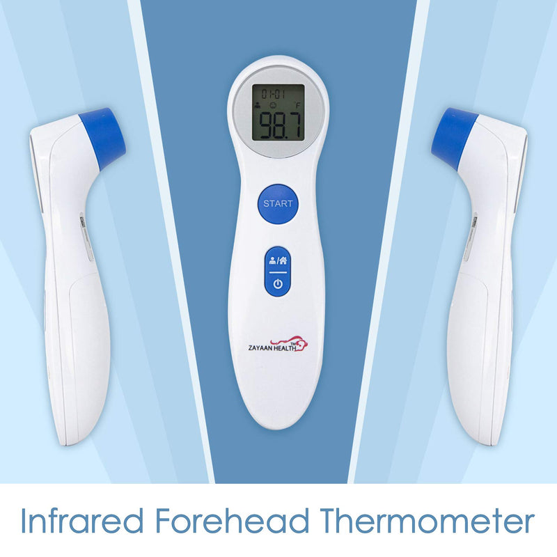 ZAYAAN HEALTH Infrared Forehead Thermometer White With Blue Buttons - View 4