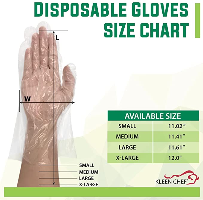 Disposable Food Handling Long Cuff Poly Gloves, 0.65g. 11.5 OSFM for Industry