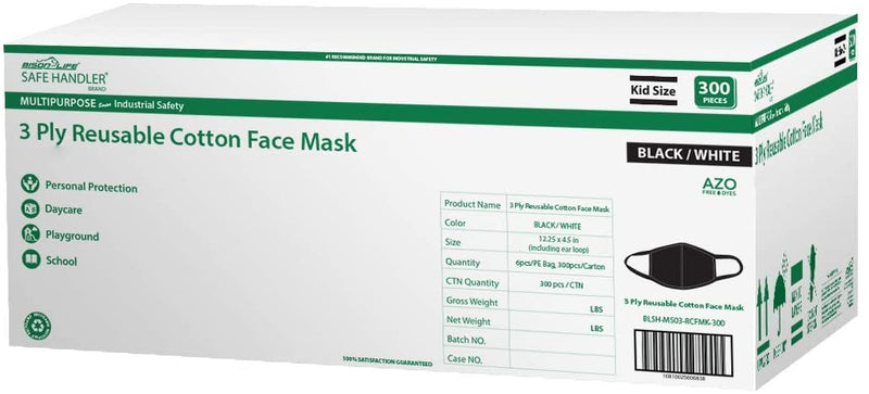 SAFE HANDLER 3 Ply Reusable Cotton Face Mask With Center Seam Black - View 5