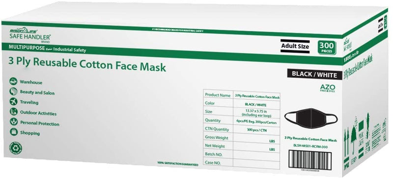SAFE HANDLER 3 Ply Reusable Cotton Face Mask With Center Seam Black - View 4