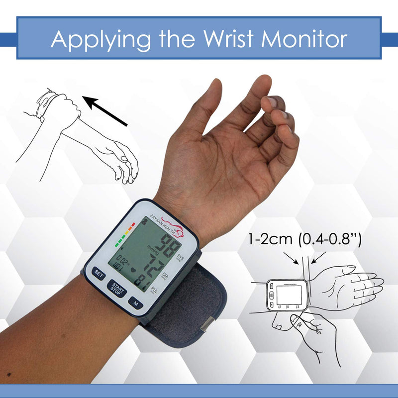 ZAYAAN HEALTH Wrist-type Fully Automatic Blood Pressure Monitor White With Blue Trim - View 3