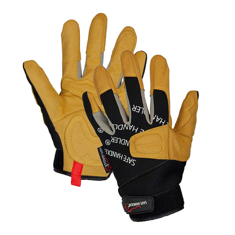 SAFE HANDLER Reinforced Leather Gloves Color Tan/Grey/Black - View 1