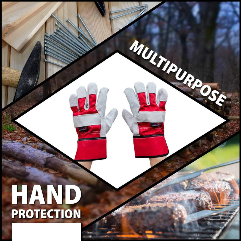 SAFE HANDLER Deluxe Work Gloves With Inner Cotton Lining Red/Gray/Black - View 4