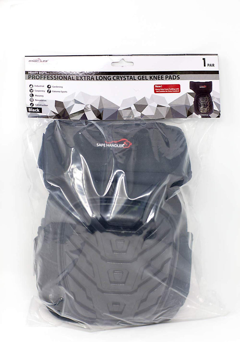 Black Crystal Gel Knee Pads With Heavy Duty Foam Padding & Adjustable Fix Clips - View 7