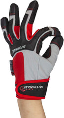 SAFE HANDLER Dual Tact Tech Gloves Blue/Red/Light Grey - View 8