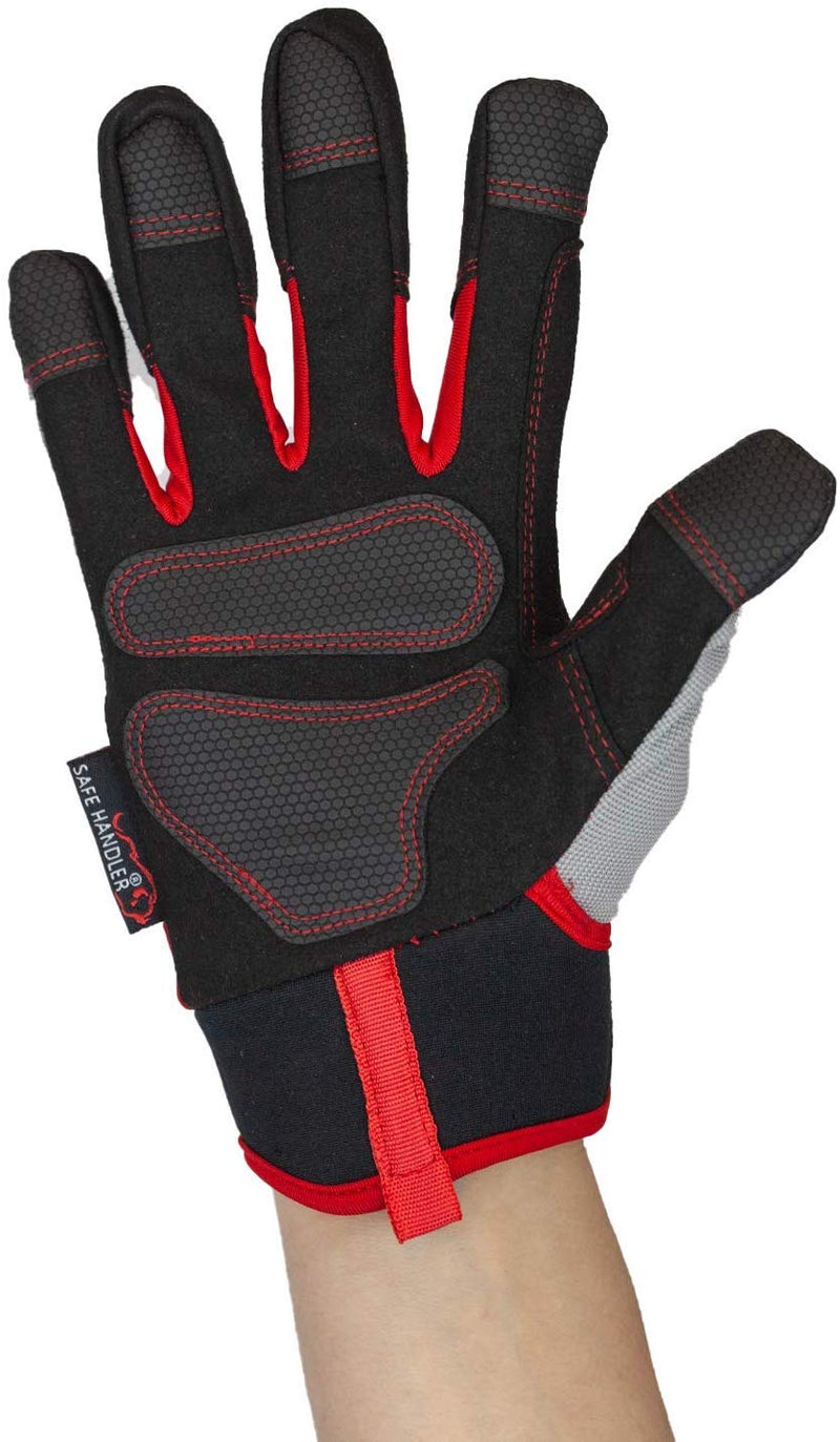 SAFE HANDLER Dual Tact Tech Gloves Blue/Red/Light Grey - View 6