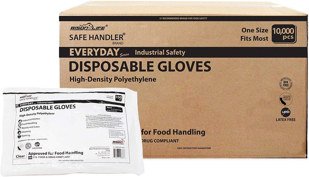 Safe Handler Disposable Long Cuff Poly Gloves, 11.5 OSFM, PK525