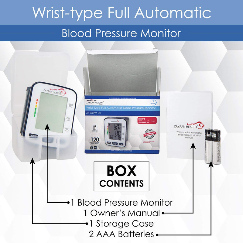 Fully Automatic Wrist Blood Pressure Monitor, 120 Memory Bison Life