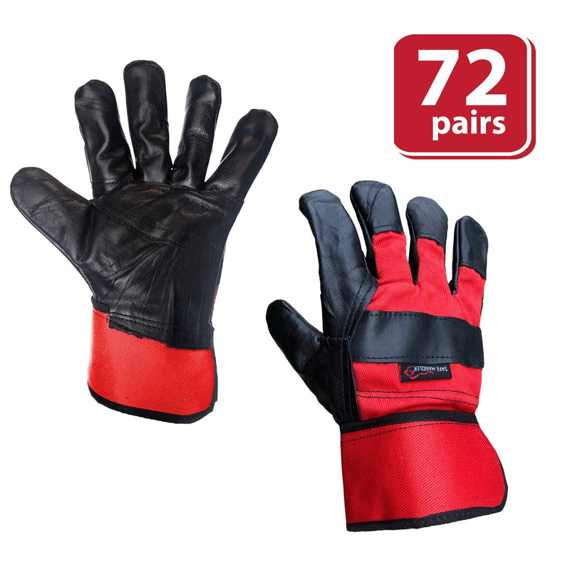 SAFE HANDLER Premium Work Leather Gloves With Extra Leather Knuckle Protection Red/Black - View 8