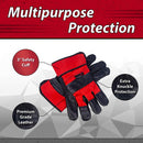 SAFE HANDLER Premium Work Leather Gloves With Extra Leather Knuckle Protection Red/Black - View 3