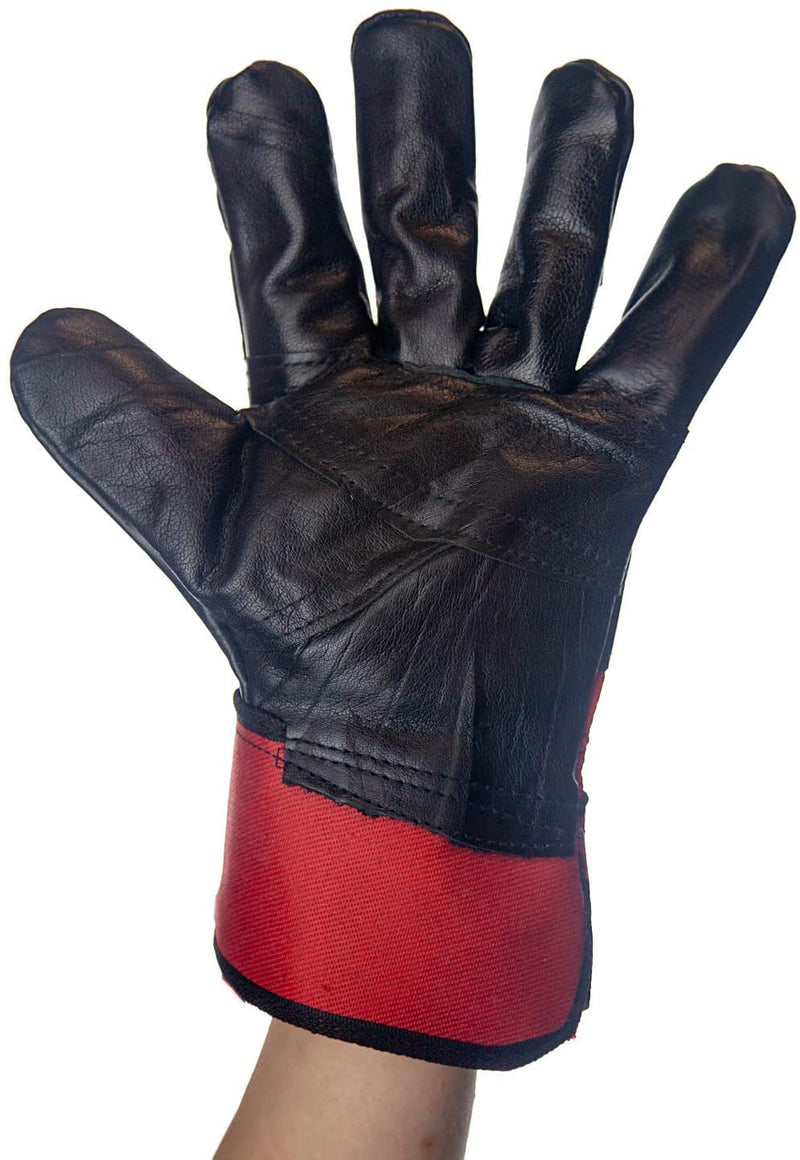 SAFE HANDLER Premium Work Leather Gloves With Extra Leather Knuckle Protection Red/Black - View 9