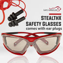 StealthX Safety Glasses With Corded Ear Plugs & Anti Fog-Scratch Resistant - View 4