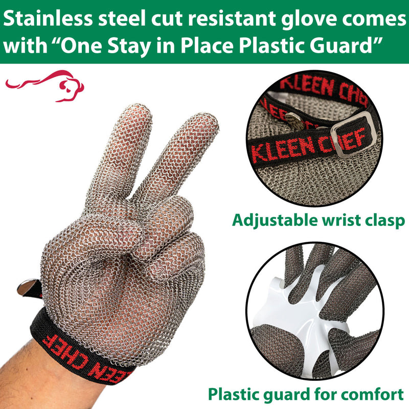 Extra Large, Other, Reusable Stainless Steel, Cut Resistant Food  Preparation Gloves, 9 in., Silver, (2-Pack)
